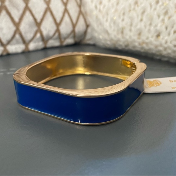 Amrita Singh Jewelry - NWT Navy Blue/Gold AMRITA SINGH Square Hinge ENAMEL Cuff BRACELET